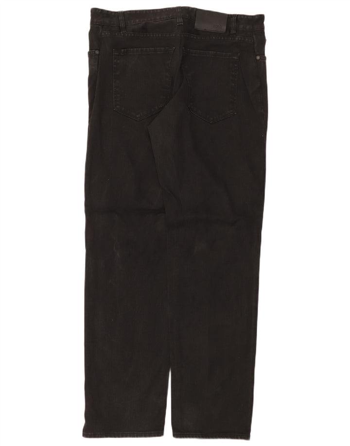 Hugo Boss Herren Straight Jeans W32 L32 Schwarze Baumwolle