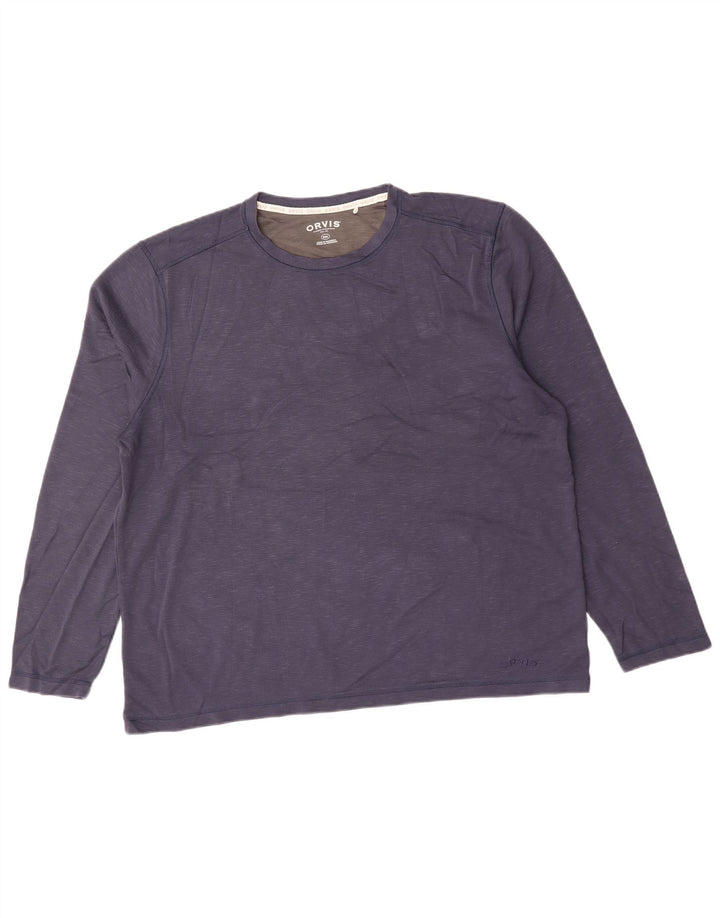 ORVIS Herren-Oberteil, langärmelig, 2XL, marineblau meliertes Viskose