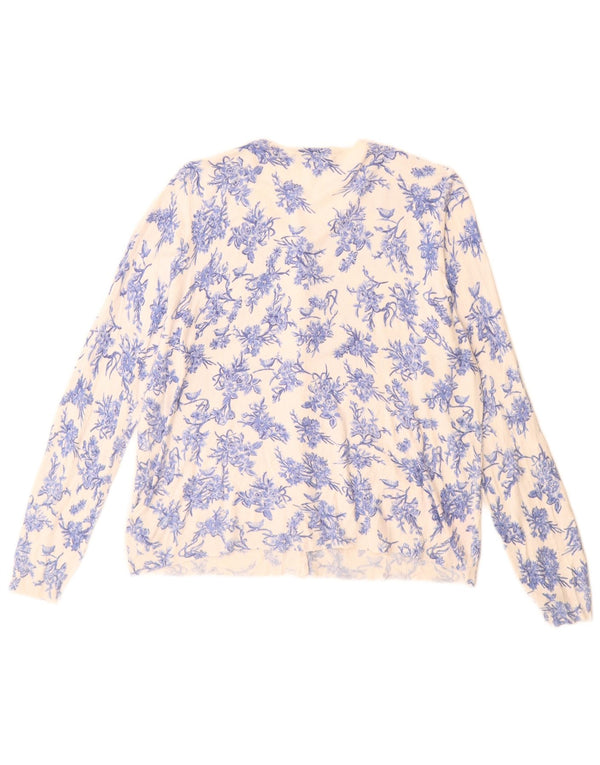 Marks & Spencer Damen Strickjacke Pullover UK 18 XL Off White Floral Viscose