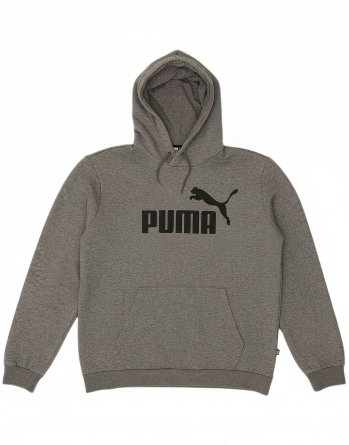 PUMA Mens Graphic Hoodie Jumper Medium Grey Cotton