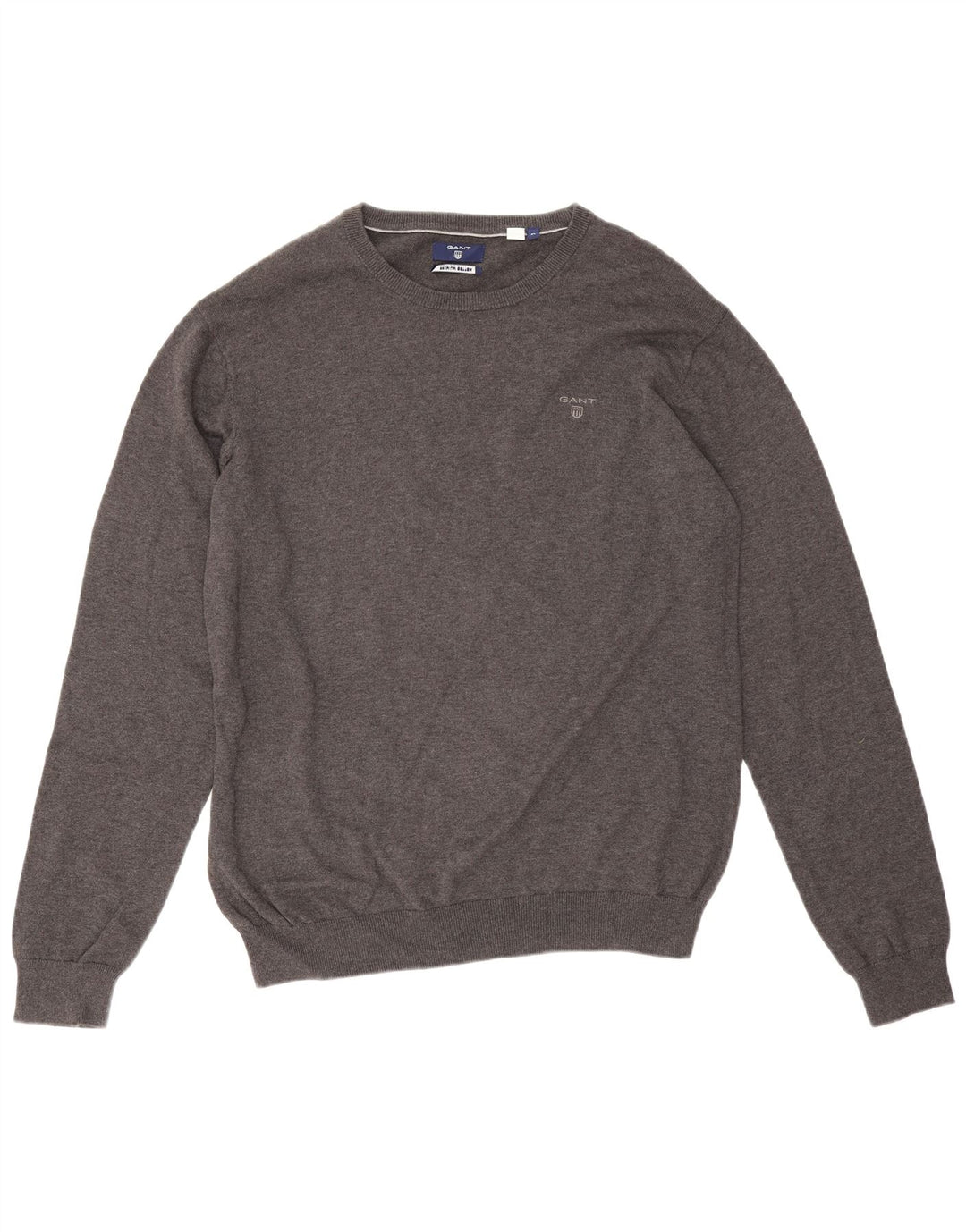 Gant Herren-Pullover mit Rundhalsausschnitt, XL, graue Baumwolle