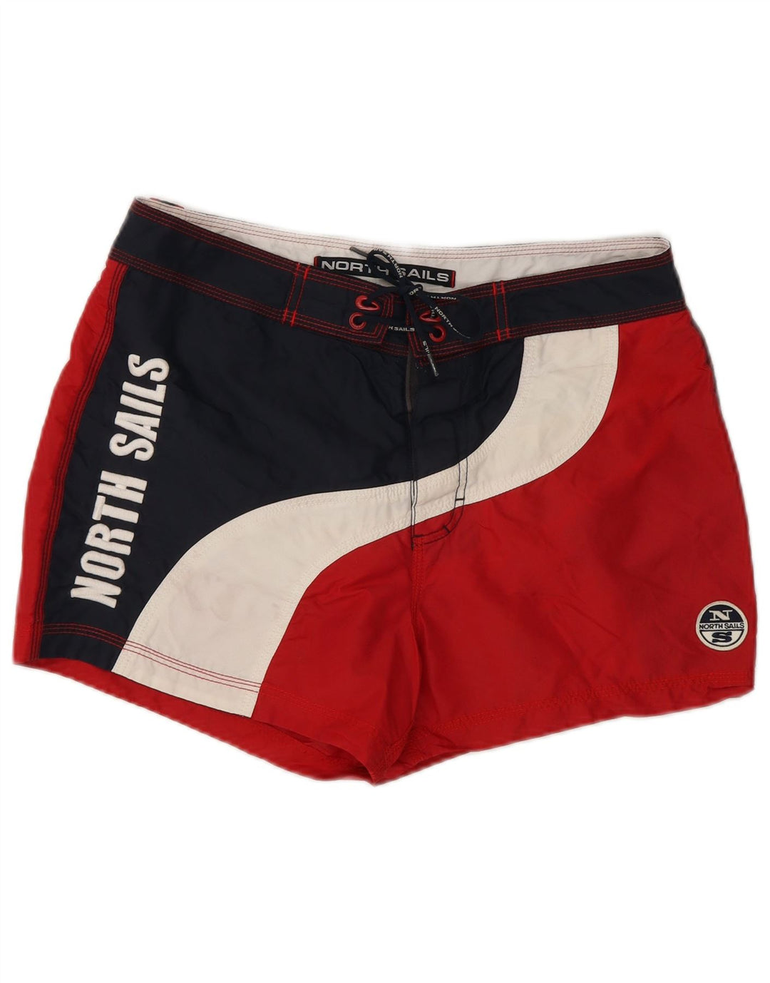North Sails Herren-Badeshorts mit Grafik, Größe S, Rot, Colourblock-Polyamid
