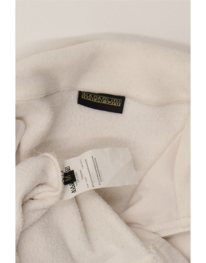 NAPAPIJRI Womens Zip Neck Fleece Jumper UK 12 Medium White Polyester Vintage Napapijri and Second-Hand Napapijri from Messina Hembry 