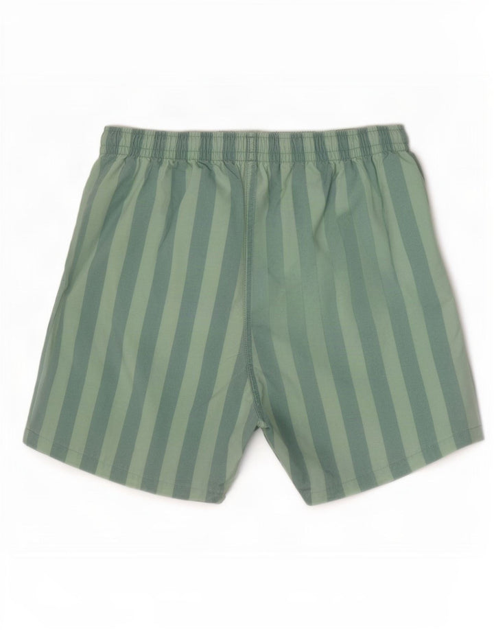 Zara Herren-Badeshorts aus mittelgrün gestreiftem Polyester