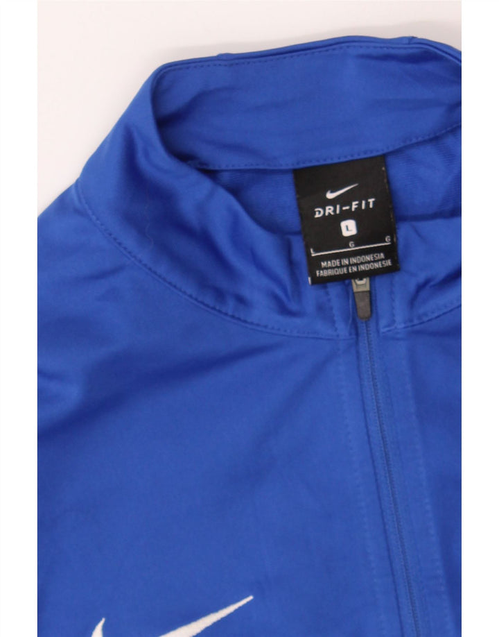 NIKE Boys Dri Fit Tracksuit Top Jacket 12-13 Years Large  Blue Colourblock Vintage Nike and Second-Hand Nike from Messina Hembry 