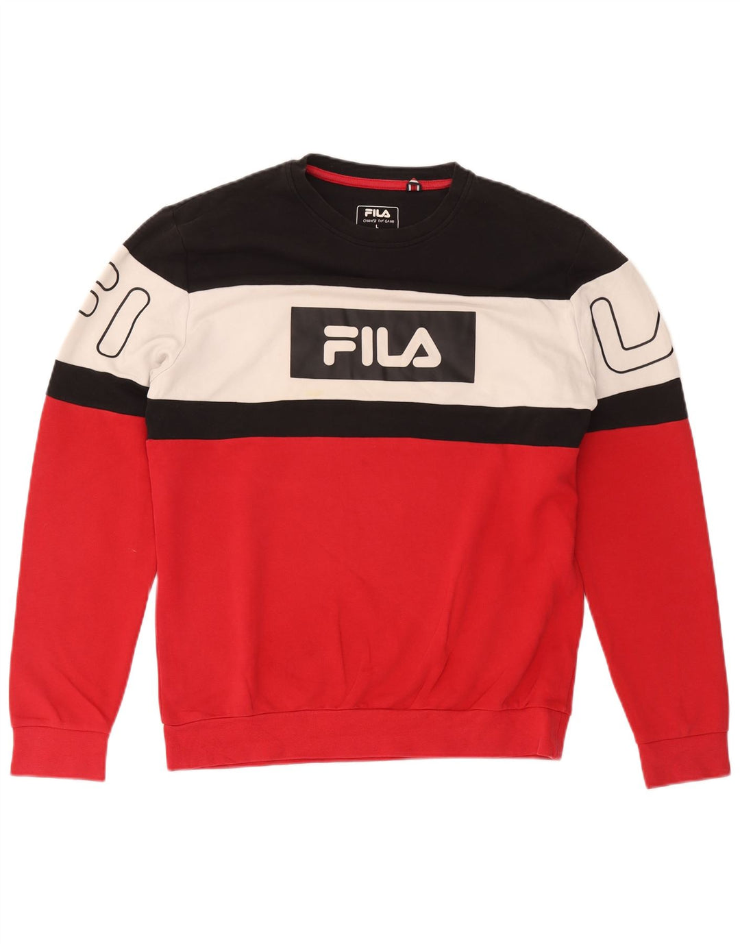 Fila Herren-Sweatshirt mit Grafik, groß, rot, Colourblock-Baumwolle
