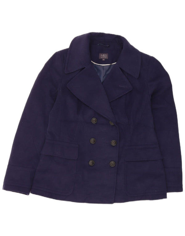 Marks & Spencer Damen Pea Coat UK 14 Medium Marineblau Polyester