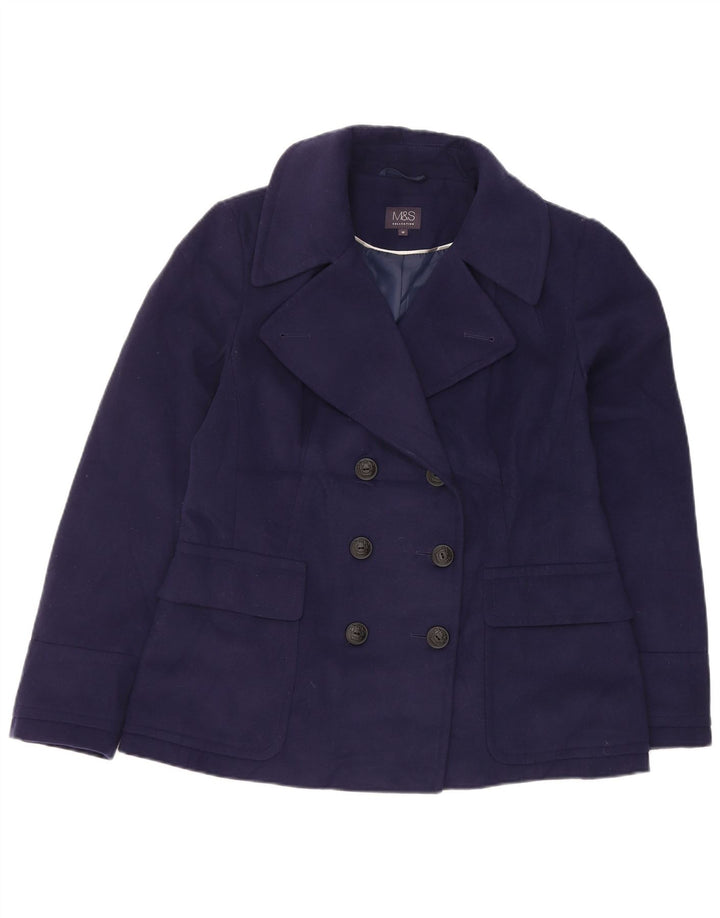 Marks & Spencer Damen Pea Coat UK 14 Medium Marineblau Polyester