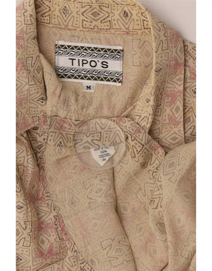 Tipo' S Herren-Kurzarmhemd aus mittelbeigem, geometrischem Rayon