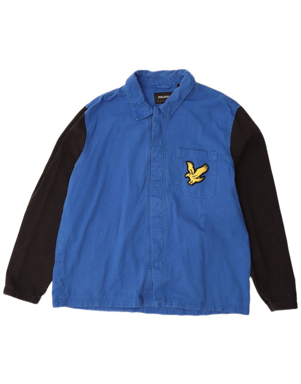 Lyle & Scott Herren Bomberjacke UK 44 2XL Blaue Colourblock-Baumwolle