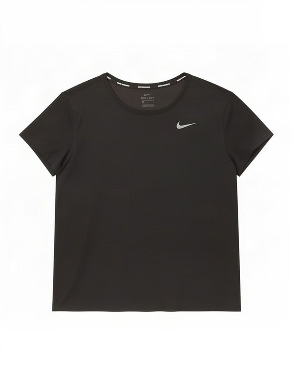 Nike Damen Dri Fit T-Shirt Top UK 14 Large Schwarz