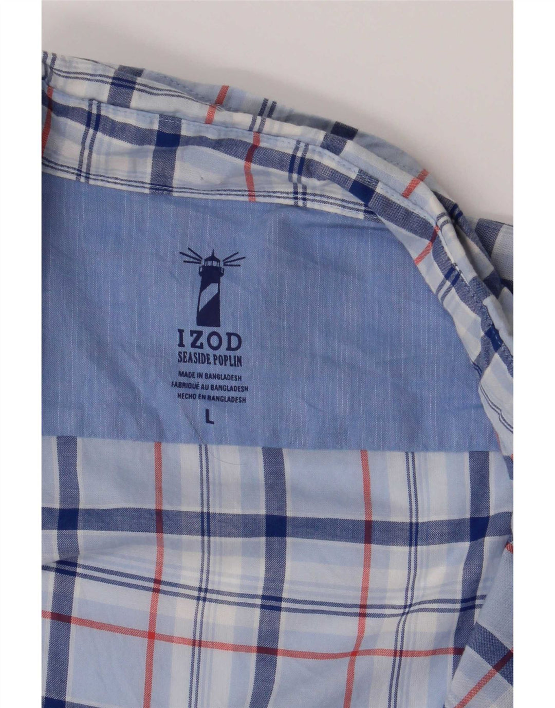 Izod Herren-Kurzarmhemd, groß, blau kariert