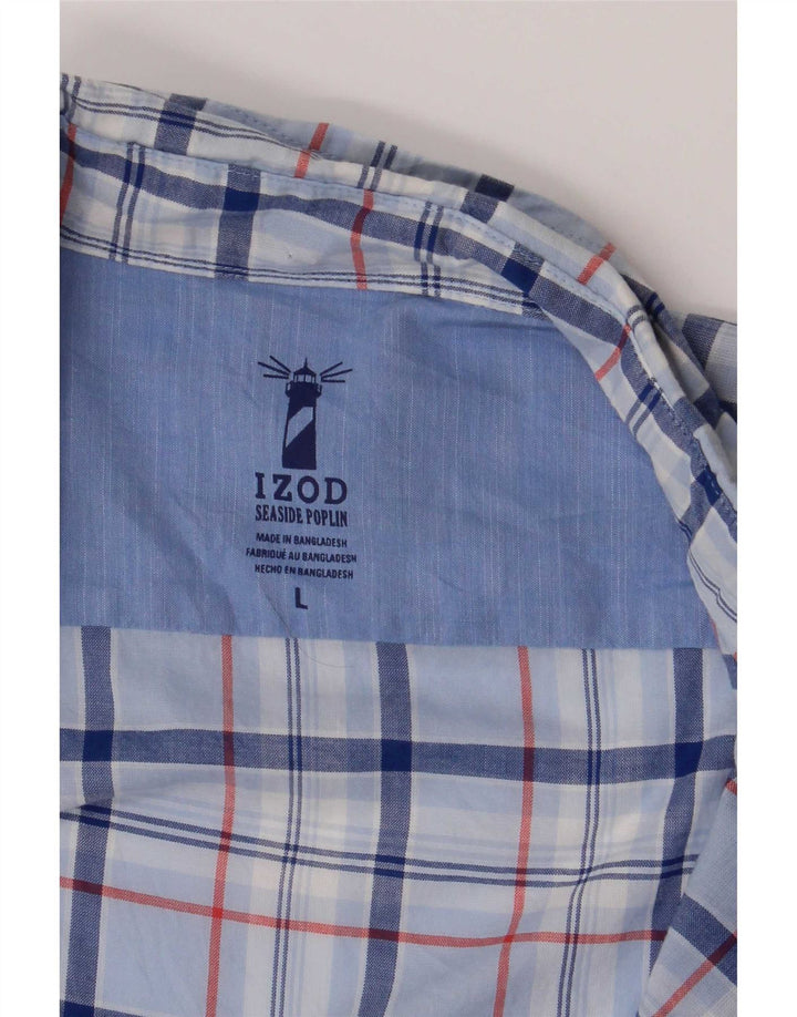Izod Herren-Kurzarmhemd, groß, blau kariert