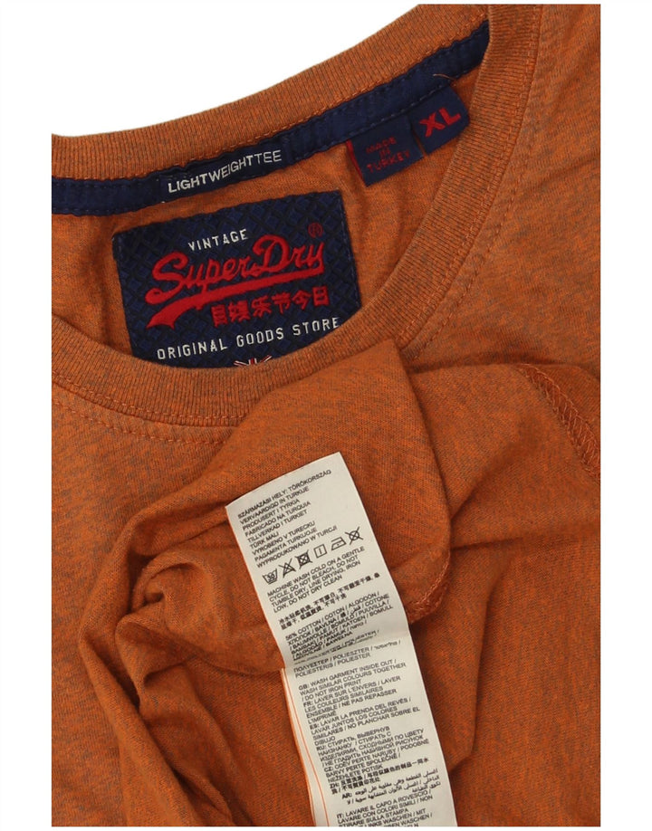 SUPERDRY Herren Grafik-T-Shirt-Oberteil XL aus orange melierter Baumwolle