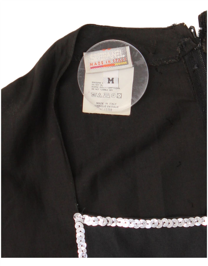 STEFANEL Damen Maxikleid UK 12 Mittelschwarze Baumwolle