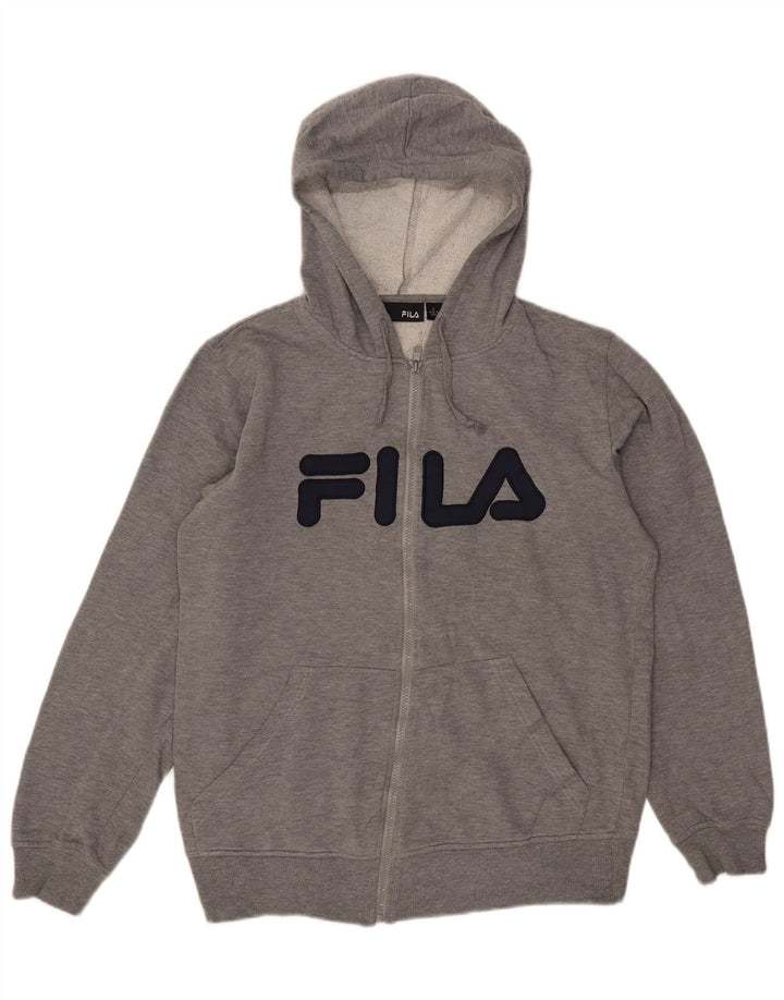 Fila Herren-Kapuzenpullover mit grafischem Reißverschluss, klein, grau geflecktes Polyester