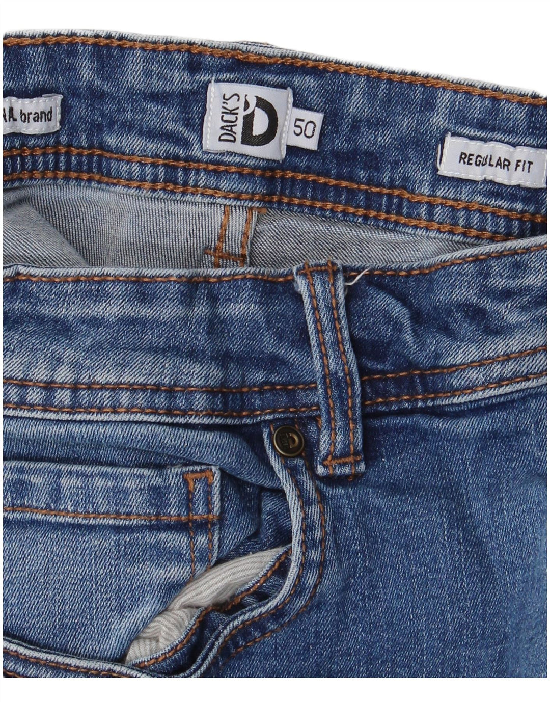 DACK'S Damen Mid Rise Regular Straight Jeans IT 50 XL W32 L27 Blau