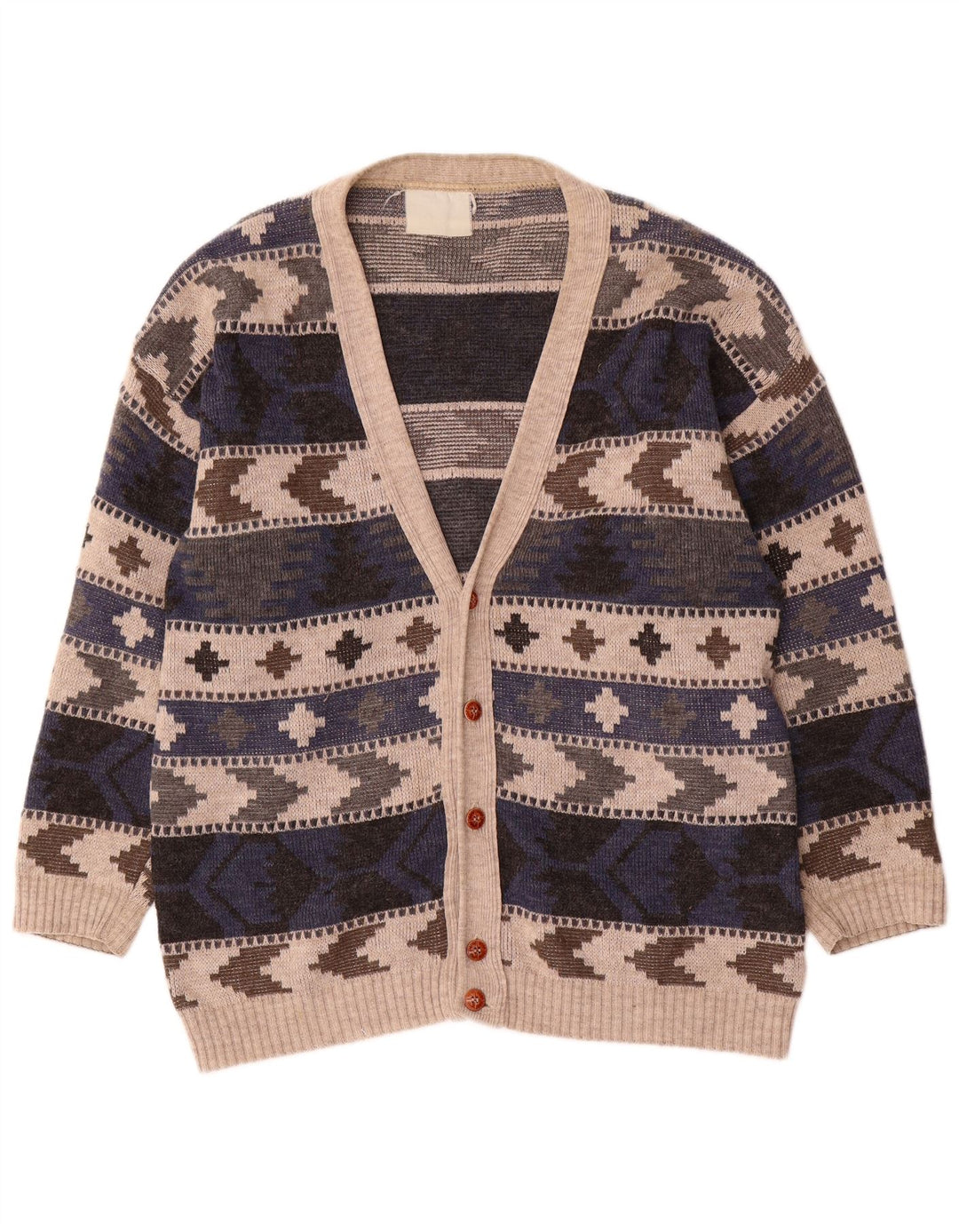 Vintage Herren Cardigan Pullover groß mehrfarbig geometrisch
