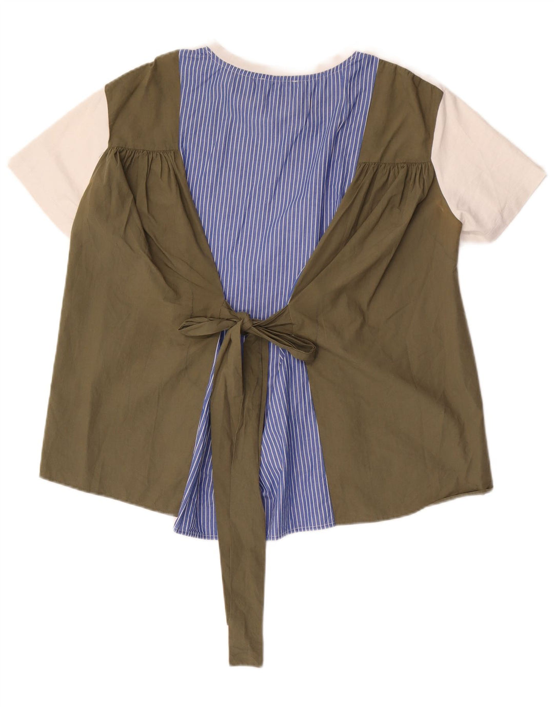 Übergroßes Blusenoberteil für Damen von Zara, UK 14, Mittelweiß, Colourblock-Baumwolle