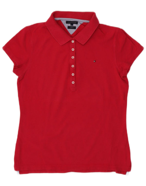 Tommy Hilfiger Damen Slim Fit Poloshirt UK 14 Large Rosa Baumwolle