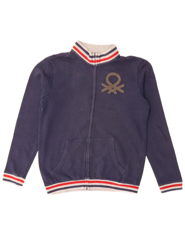 Benetton Jungen-Trainingsanzugoberteil mit Grafik, 13–14 Jahre, XL, Marineblau, Baumwolle