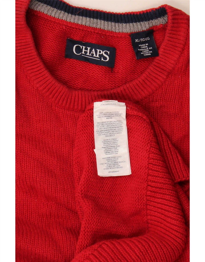 Chaps Herren-Pullover mit Rundhalsausschnitt, XL, rote Baumwolle