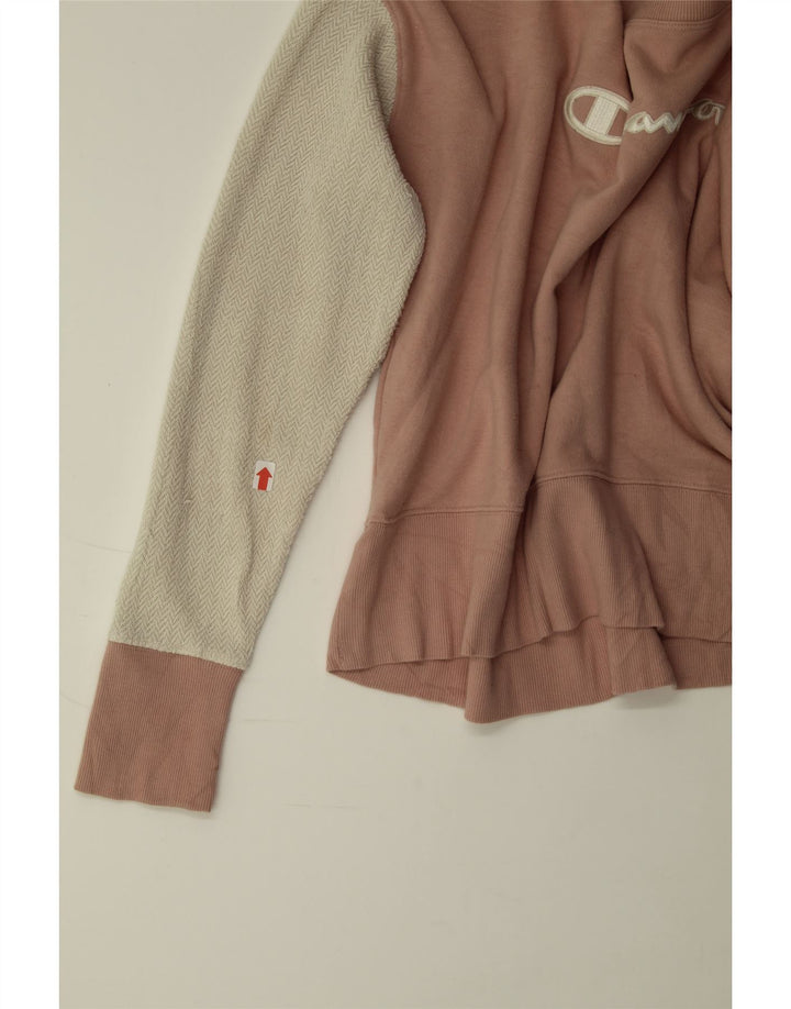CHAMPION Womens Oversized Graphic Sweatshirt Jumper UK 6 XS Pink Vintage Champion and Second-Hand Champion from Messina Hembry 