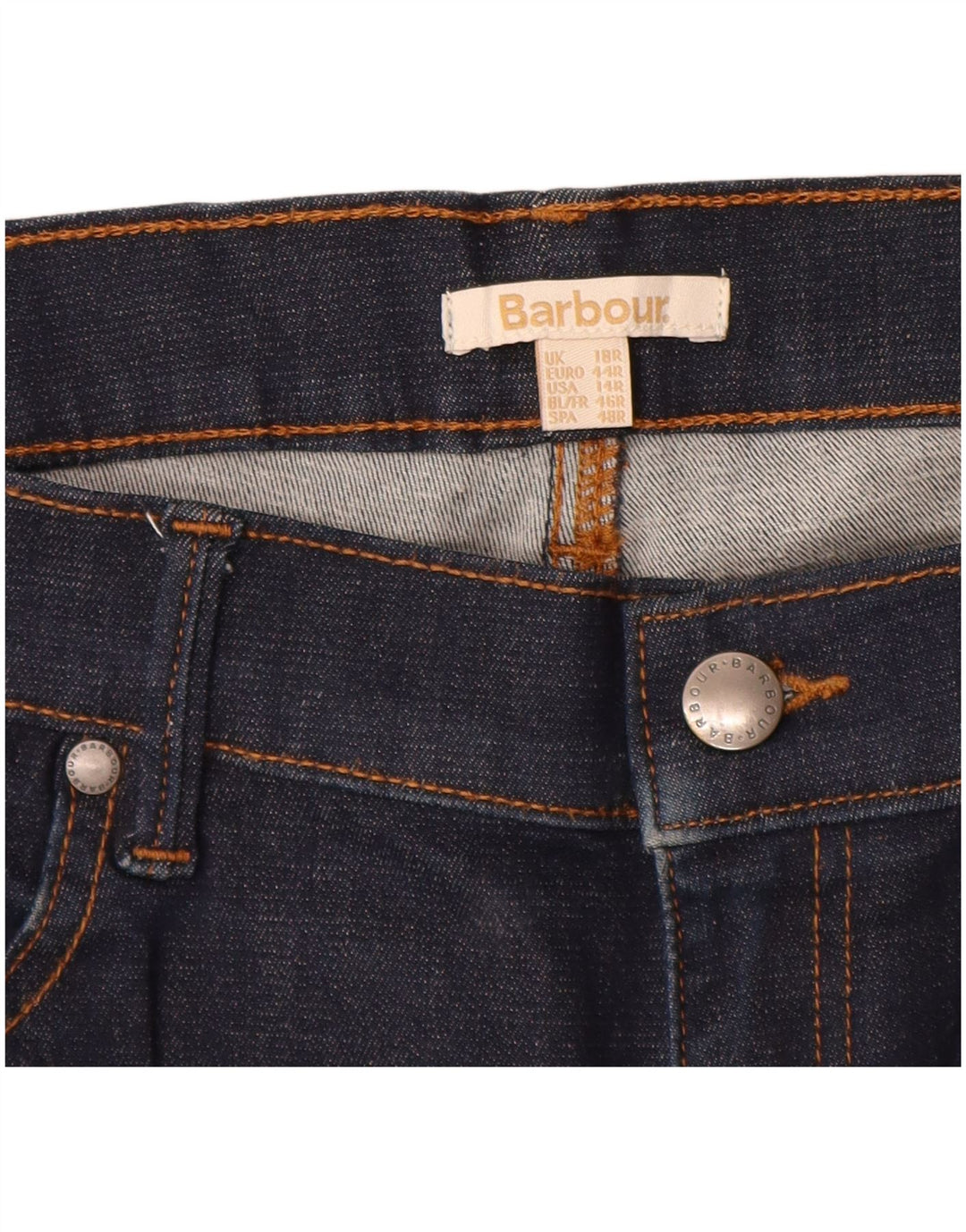 BARBOUR Damen Straight Jeans UK 18 XL W34 L28 Marineblaue Baumwolle