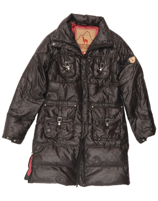 Machu Picchu Damen Wattierter Mantel UK 12 Medium Schwarz Polyester