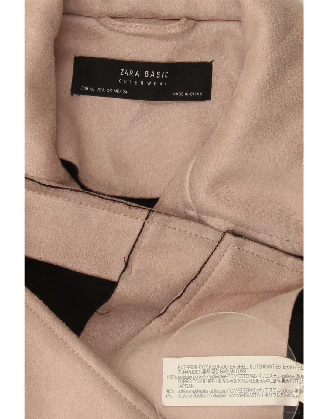 Zara Damen Crop Bikerjacke UK 6 XS Rosa Polyester