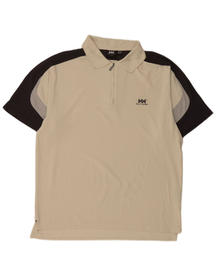 Helly Hansen Herren-Poloshirt XL aus cremefarbenem Colourblock-Nylon