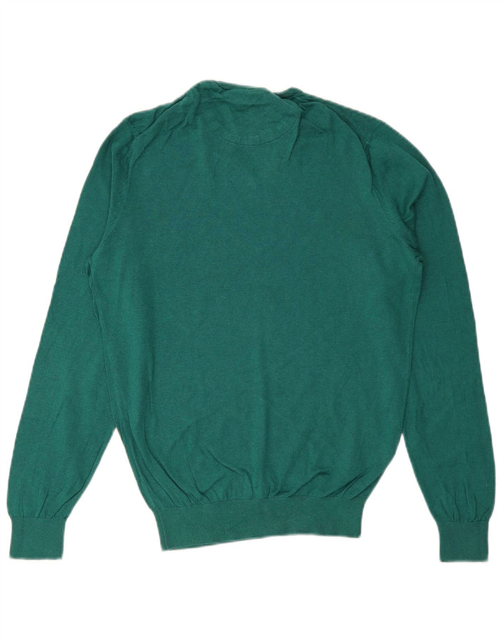 MASSIMO DUTTI Herren-Pullover mit V-Ausschnitt, Größe S, grüne Baumwolle