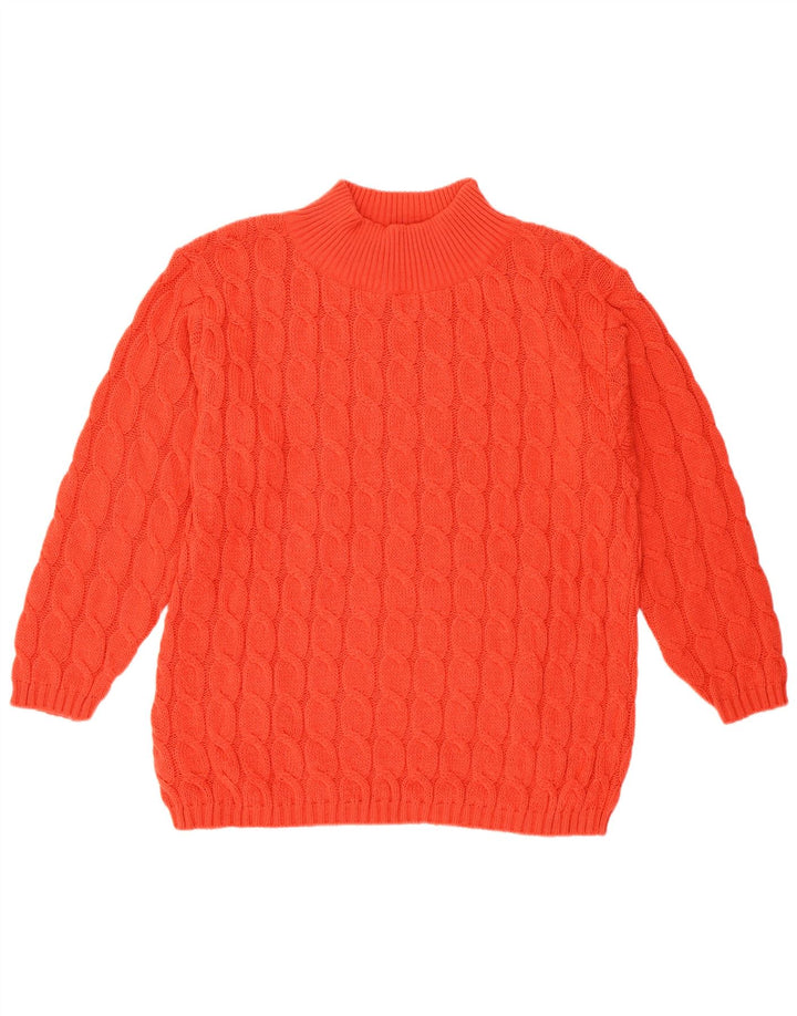 VINTAGE Damen Rollkragenpullover Pullover UK 14 Mittelrote Wolle