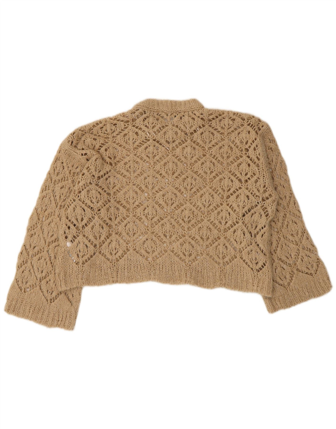 Zara Damen-Pullover, übergroß, bauchfrei, Rundhalsausschnitt, Gr. 10, Größe S, Beige