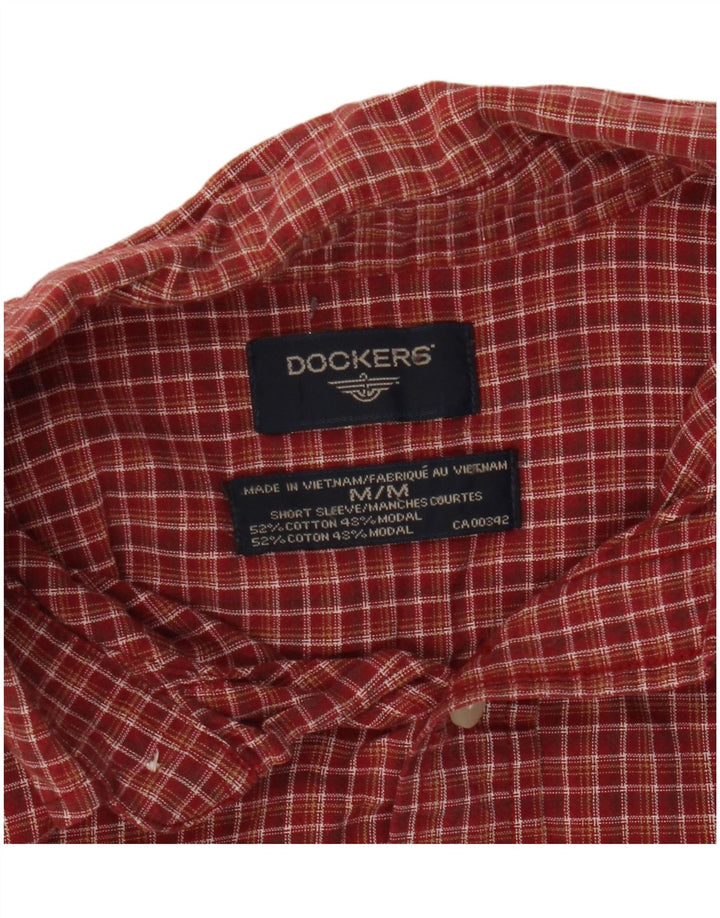 Dockers Herren-Kurzarmhemd aus mittelroter Karo-Baumwolle