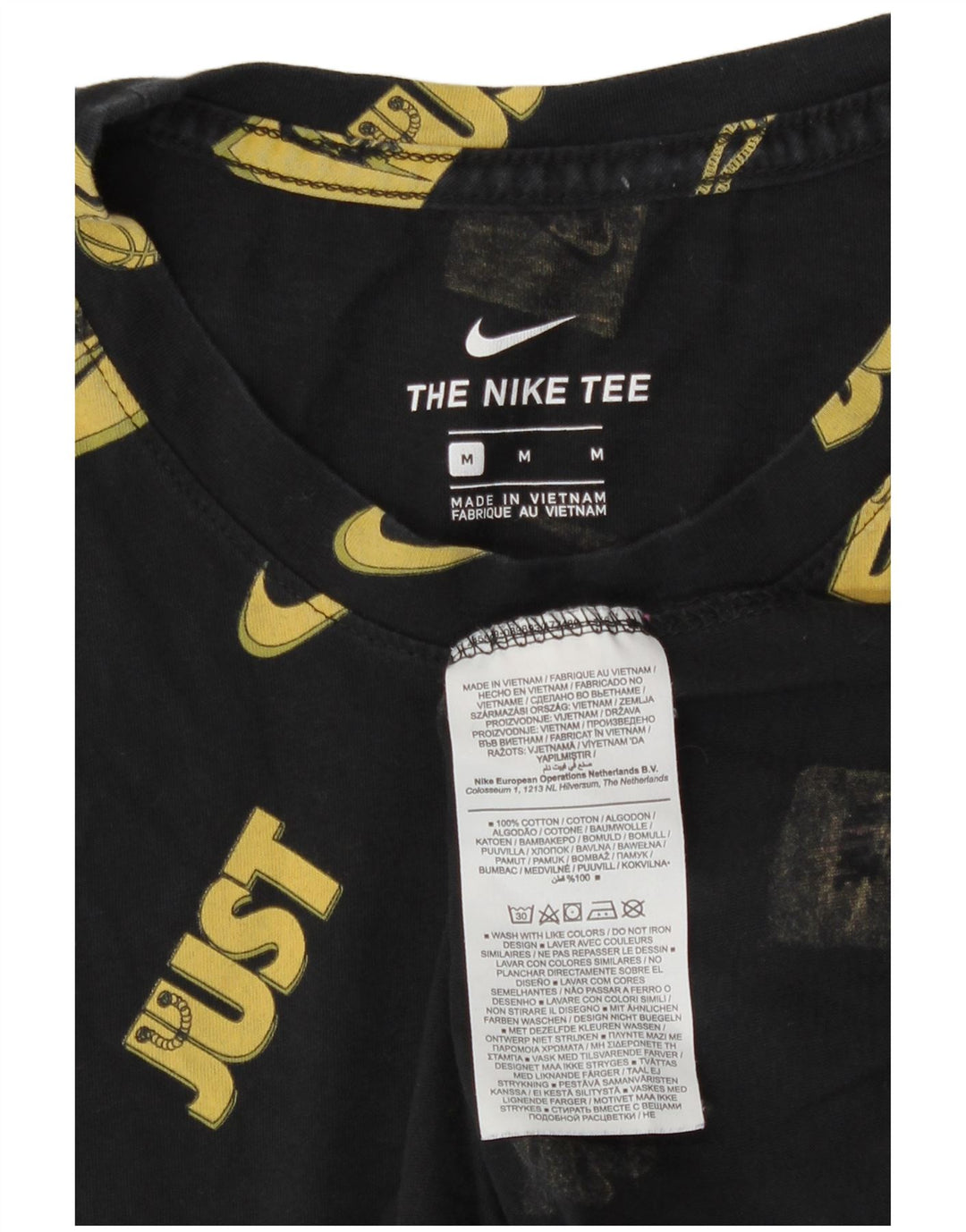 Nike Herren-T-Shirt mit Grafik, mittelgroß, schwarz, geometrisch, Baumwolle