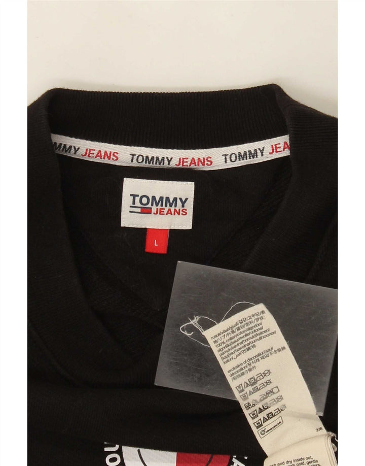 Tommy Hilfiger Herren-Sweatshirt mit Grafik, groß, aus schwarzer Baumwolle