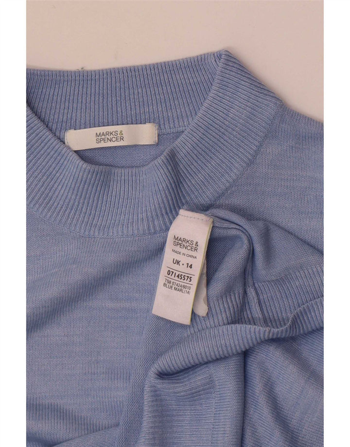 Marks & Spencer Rollkragenpullover für Damen, Gr. 14, Größe L, Blau meliert