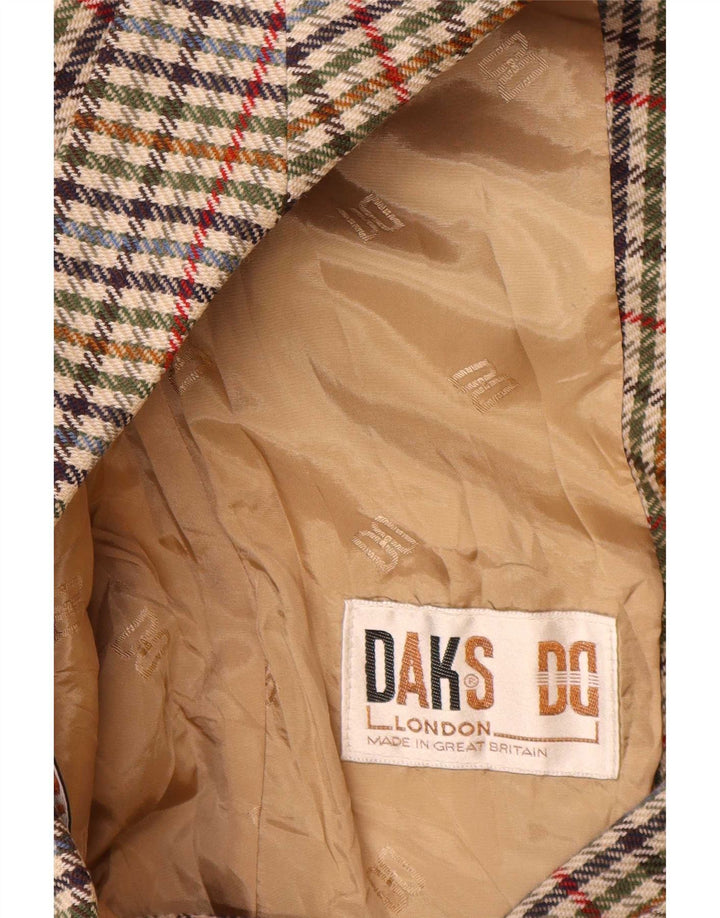 DAKS Damen-Blazer mit lockerer Passform und 2 Knöpfen, Gr. 10, Größe S, Beige, Hahnentrittmuster