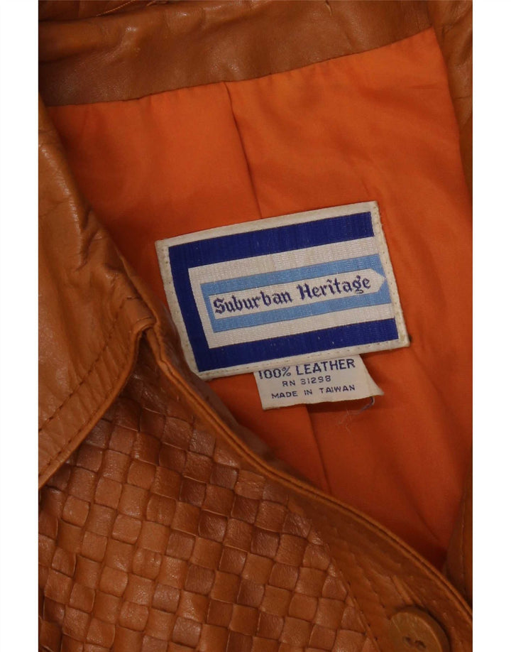 Vintage Damen Ledermantel UK 10 Small Beige