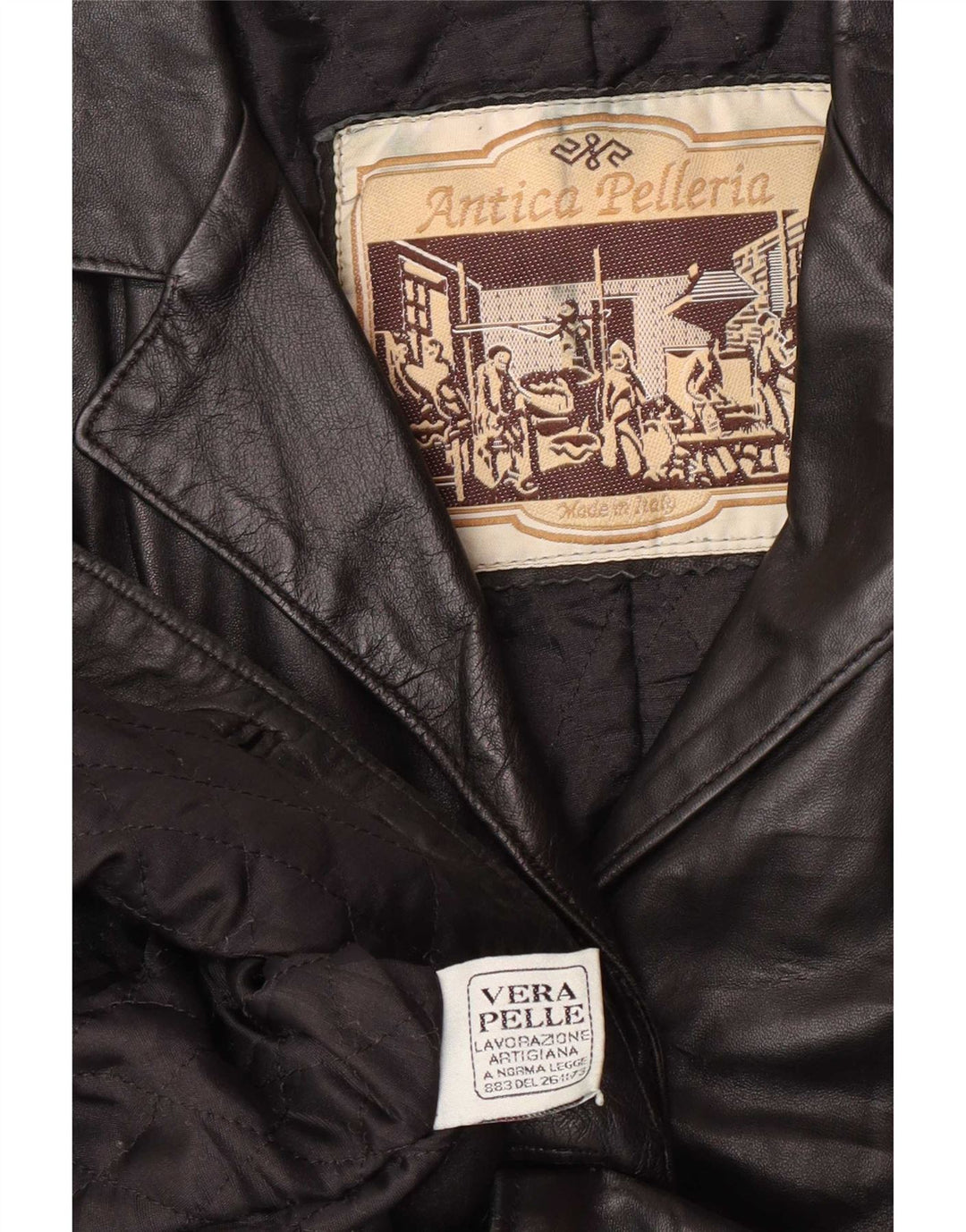 Antica Pelleria Damen 2-Knopf-Lederblazer IT 44 Mittelschwarz