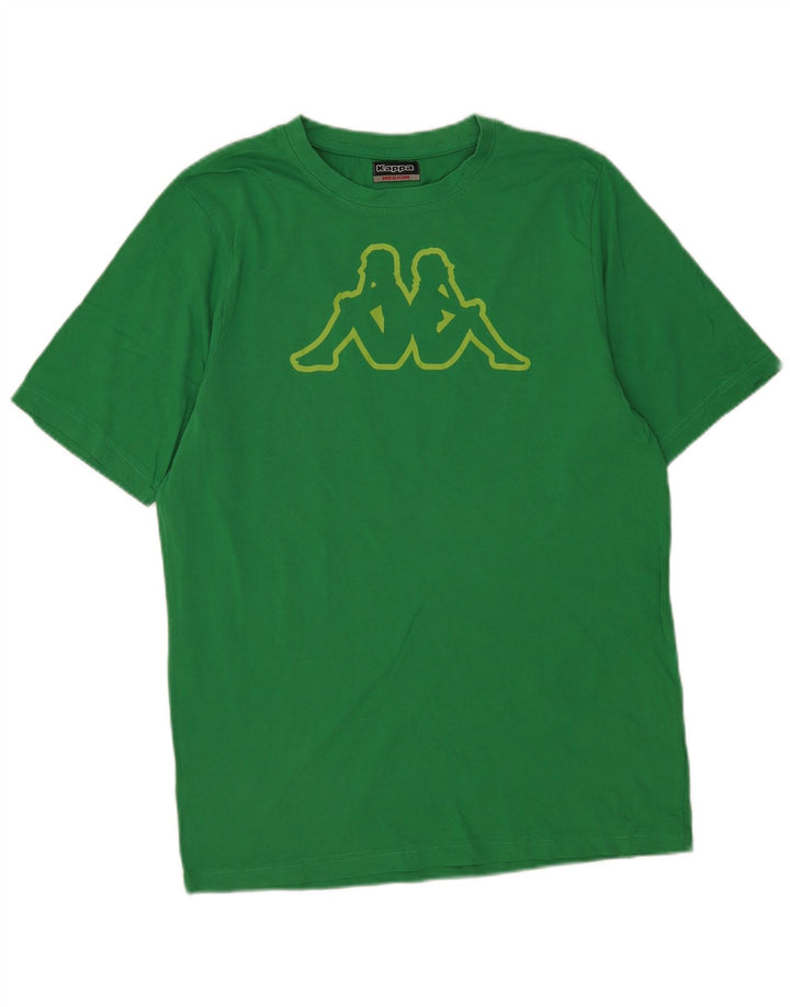 Kappa Herren Grafik-T-Shirt-Oberteil aus mittelgrüner Baumwolle