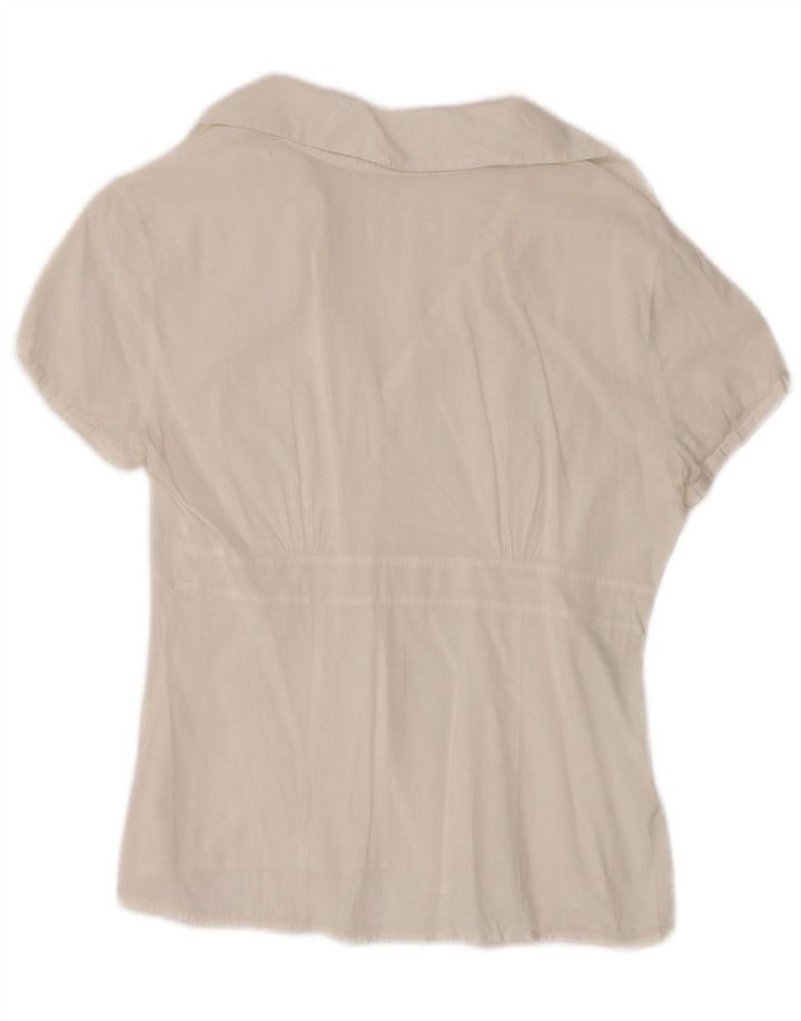 Benetton Damen Kurzarmhemd UK 12 Mittelweiß