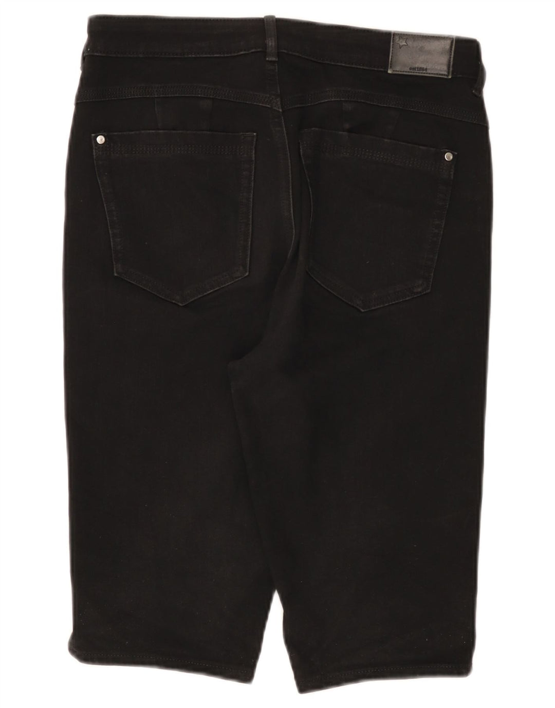 Marks & Spencer Damen Denim-Bermudashorts UK 12 Medium W30 Schwarze Baumwolle