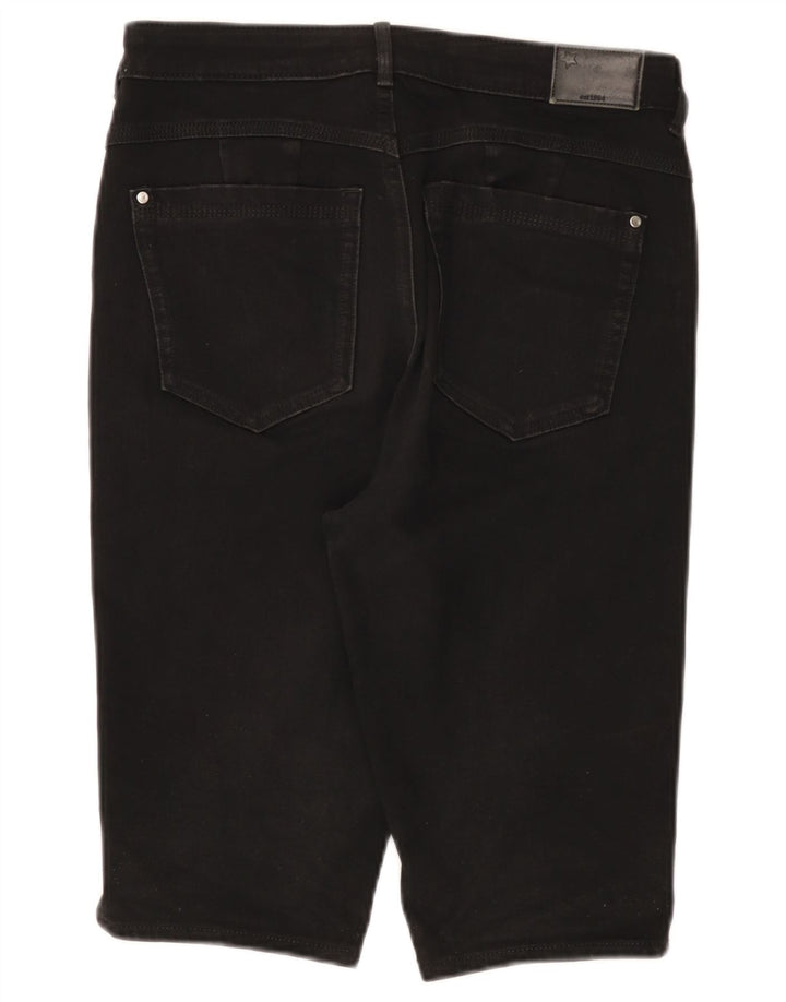 Marks & Spencer Damen Denim-Bermudashorts UK 12 Medium W30 Schwarze Baumwolle
