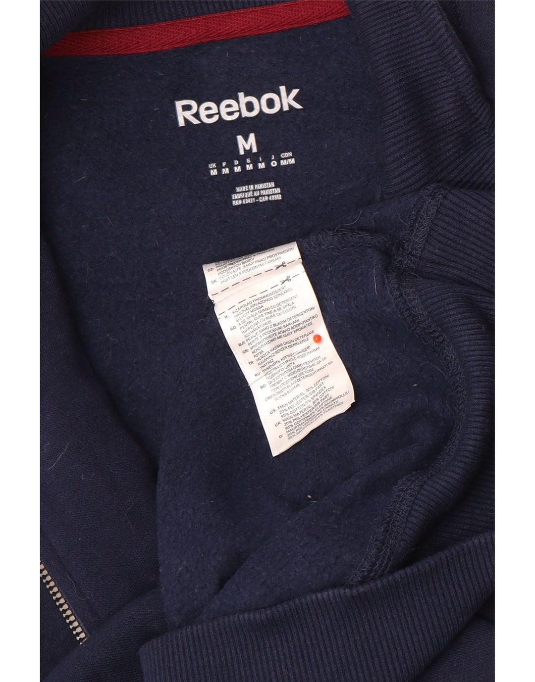 Reebok Herren-Trainingsanzug-Top-Jacke, mittelmarineblaue Baumwolle