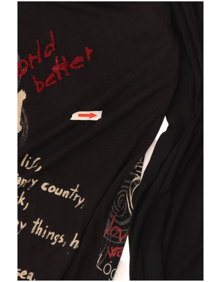 Desigual Damen Grafik-Tunika-Top, kleiner schwarzer Schmetterling