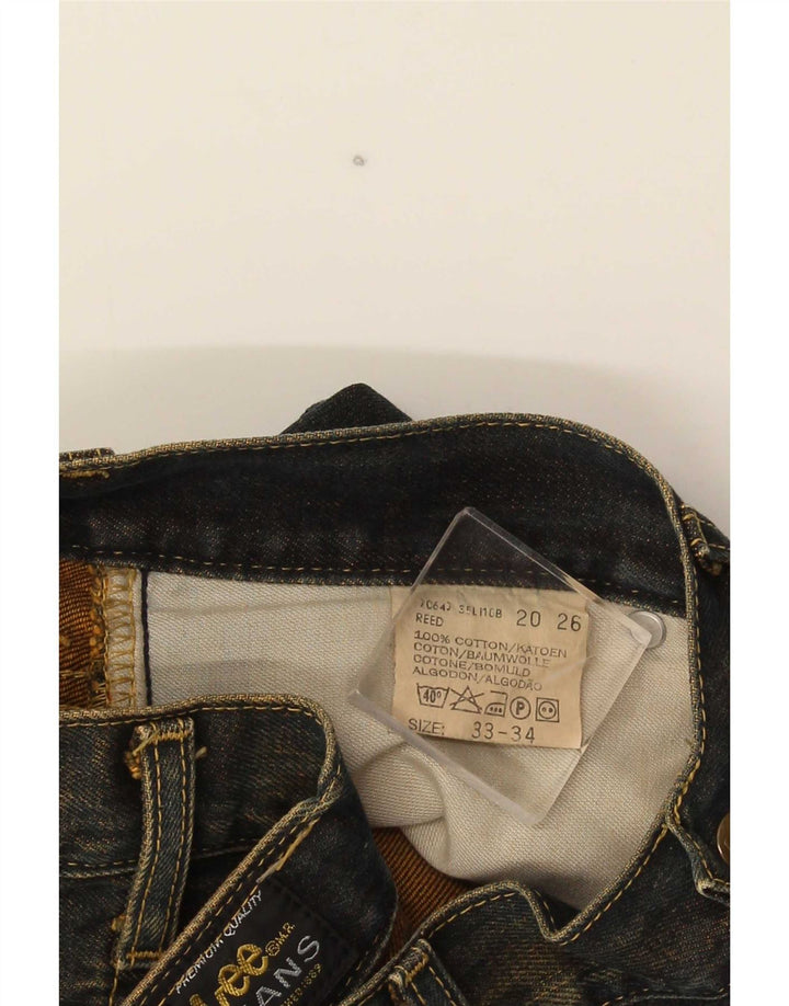 Lee Herren REED Bootcut Jeans W33 L34 Marineblaue Baumwolle
