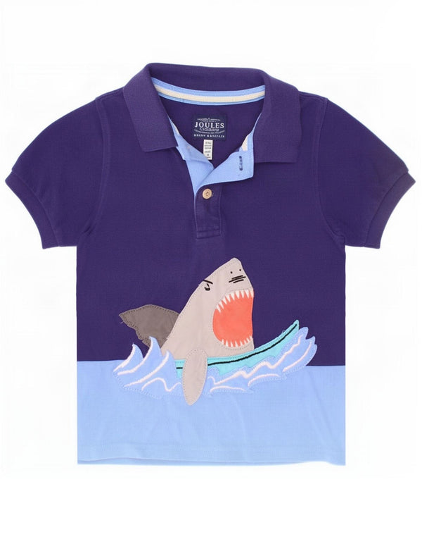 Joules Jungen-Poloshirt mit Grafik, 3–4 Jahre, marineblau, Colourblock-Baumwolle