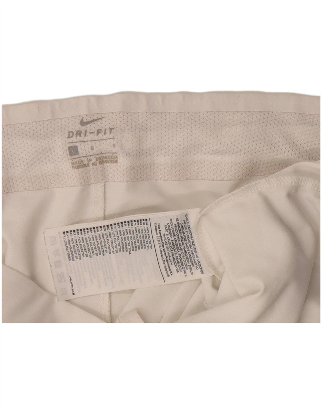 Nike Damen Dri Fit Sport Shorts UK 16 Large Weiß Polyester